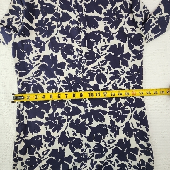 Zara Blue and White Floral Bell Sleeve Dress Size Small - Picture 8 of 9